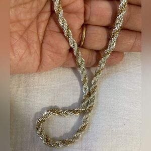 Two Tone Silver Tone Gold Tone Rope Chain Necklace‎